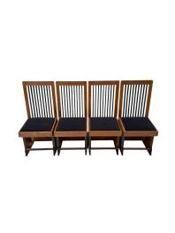 Four Art Deco Modernist High Back Dining Chairs by Architect Caspers, 1920s